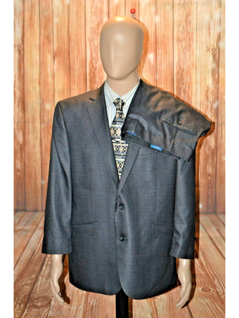 Kenneth Cole Men Techni-Cole Charcoal Dual Vent Suit Sz 46R Wst 40x26
